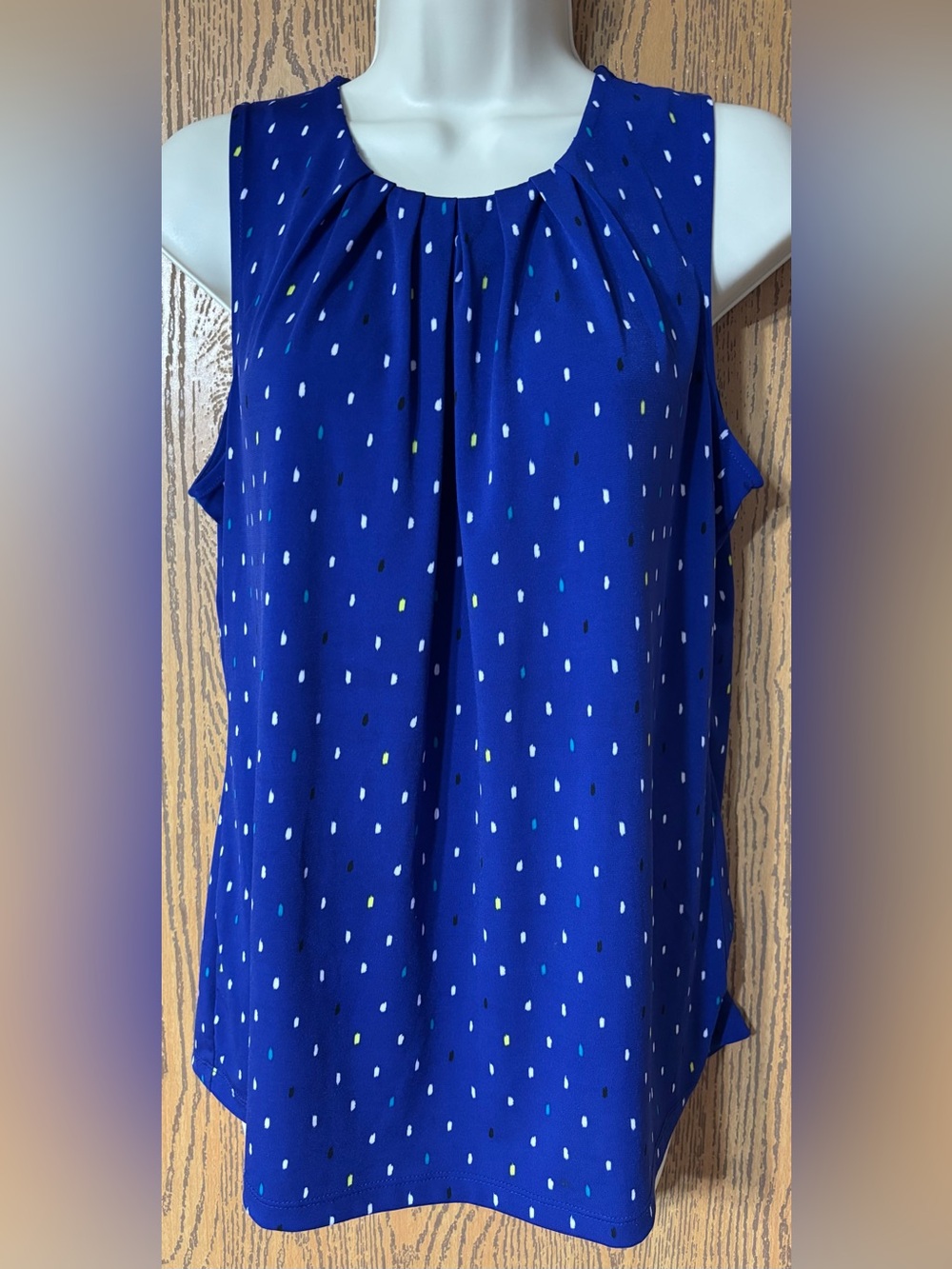 Worthington Royal Blue Sleeveless Dot-Print Camisole